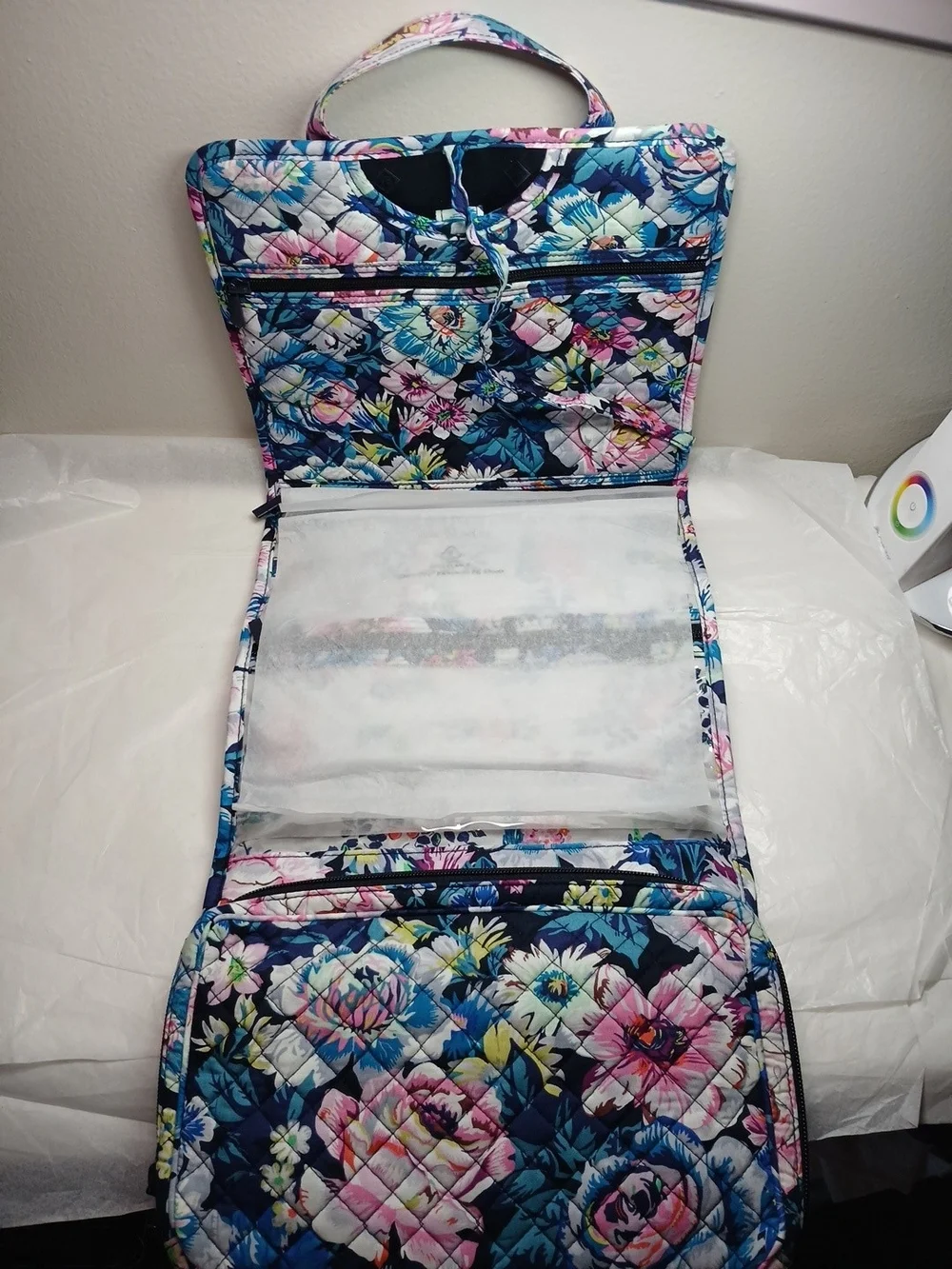 Vera Bradley Floral Quilted Hanging Travel Cosmetic Bag In Garden Grove NWT